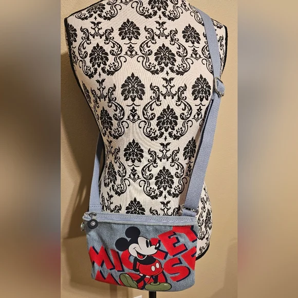 Disney Kipling 90 Years of Mickey Mouse Large Pouch Crossbody Purse NWOT - Picture 2 of 11